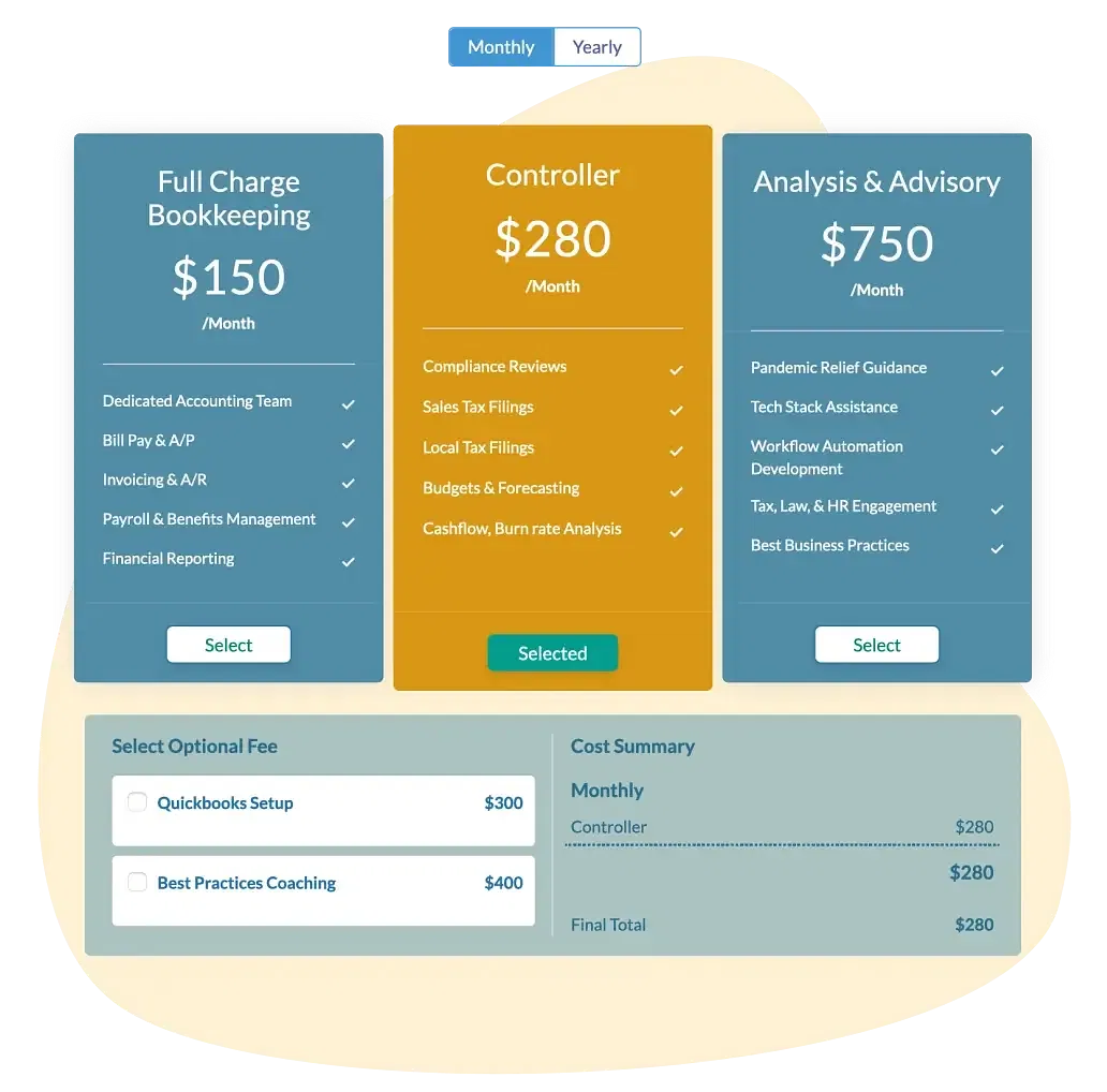 3 options pricing for full service CPA accounting firm